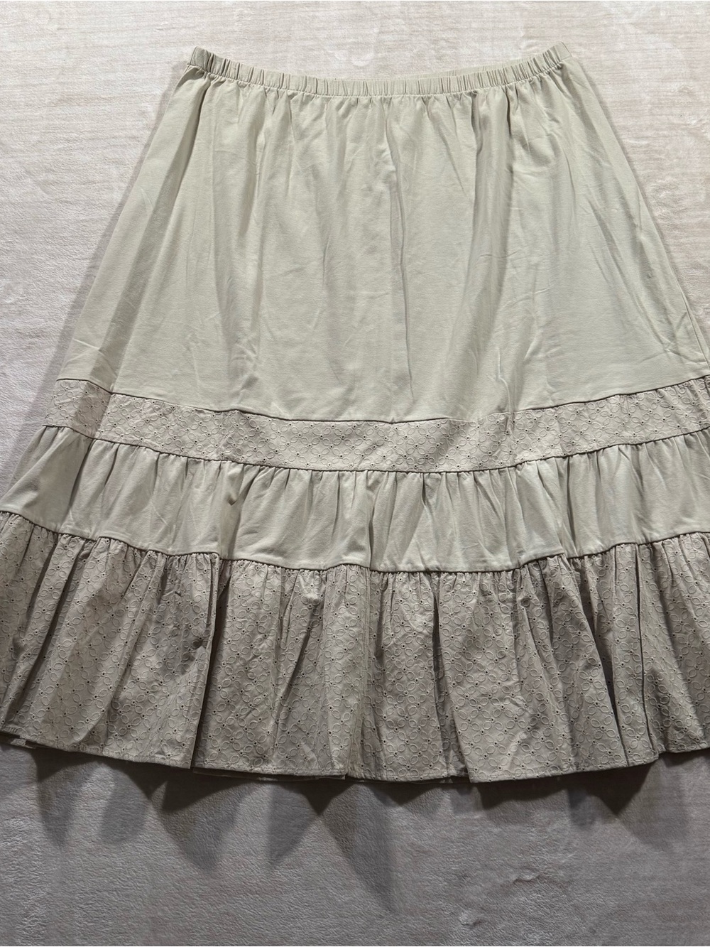 Liz Claiborne Taupe Tiered Maxi Skirt with Eyelet Panels - Picture 2 of 13